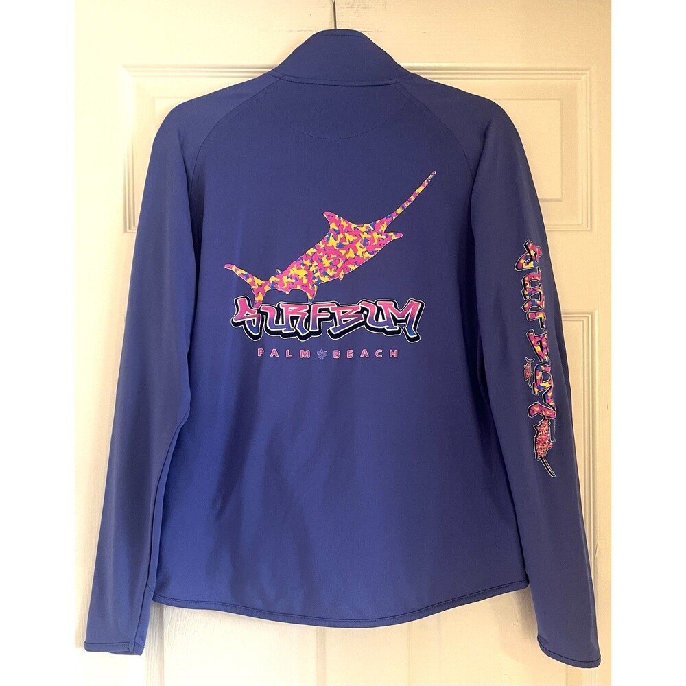 Sport-Tek 1/4 Zip Surf bum Palm Beach Marlin Fishing Shirt S thumb holes Coastal